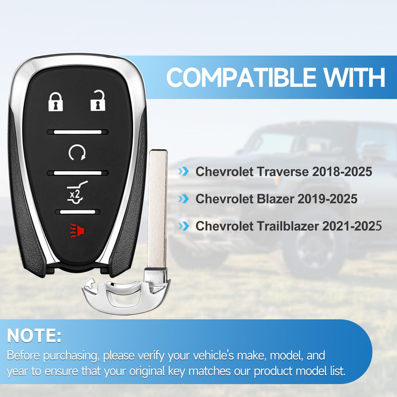 2 Pcs Smart Key Fob Replacement Remote fits for Chevy Blazer 2019-2025 Trailblazer 2021-2025 Traverse 2018 2019 2020 2021 2022 2023 2024 2025 Car Keyless Entry Remote HYQ4EA HYQ4ES 433Mhz