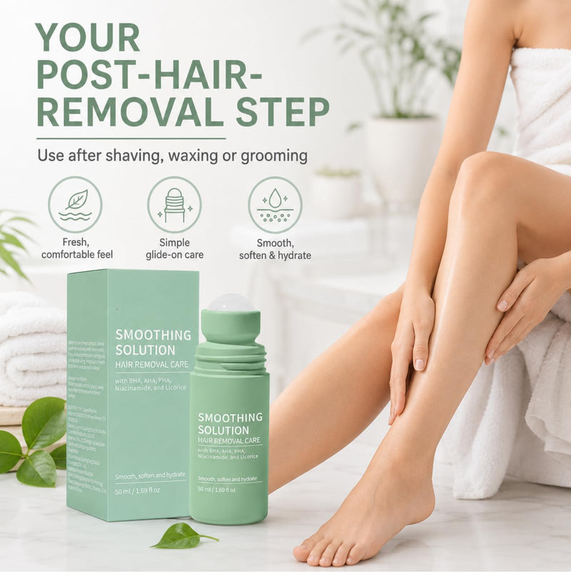  [AUSTRALIA] - Ingrown Hair Roller, 50 ml Smoothing Solution for Post-Hair Removal Care | Razor bump care with BHA, AHA, PHA, niacinamide and licorice for after shaving on underarms, bikini line, legs and arms
