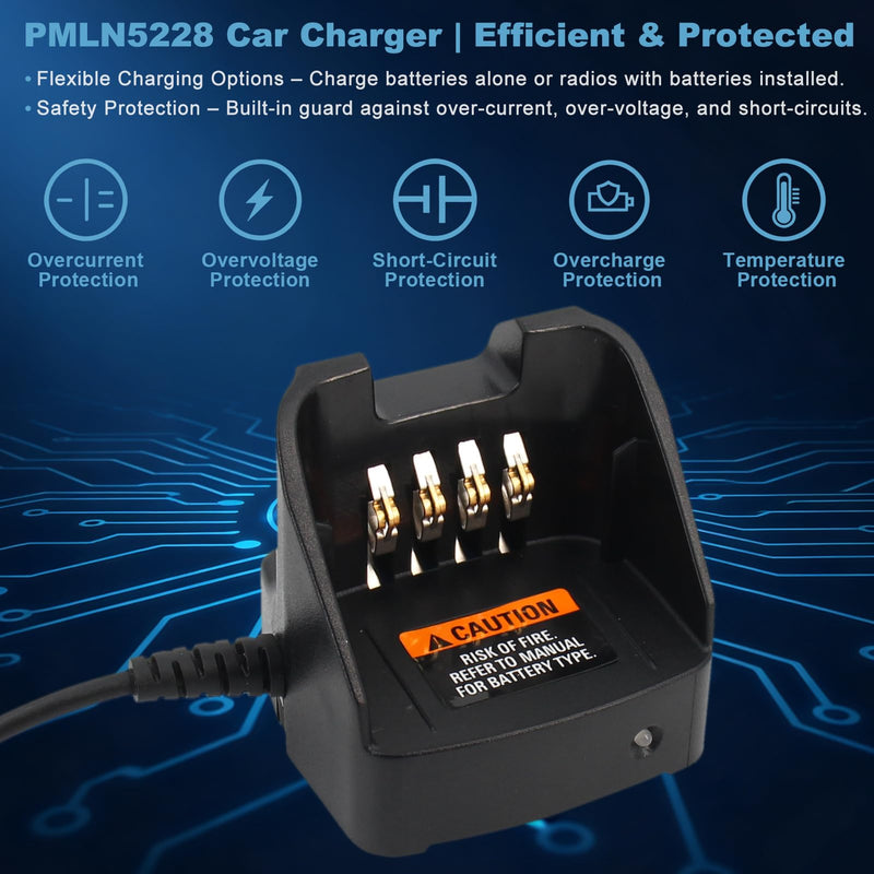 PMLN5228 Travel Charger Compatible for Motorola CP185 CP100D | Fits CP476 CP1200 CP1300 CP1600 CP1660 EP350 Radios, PMNN4476 PMNN4080 PMNN4081 Batteries, PMLN5228A PMLN5398 Car Charger