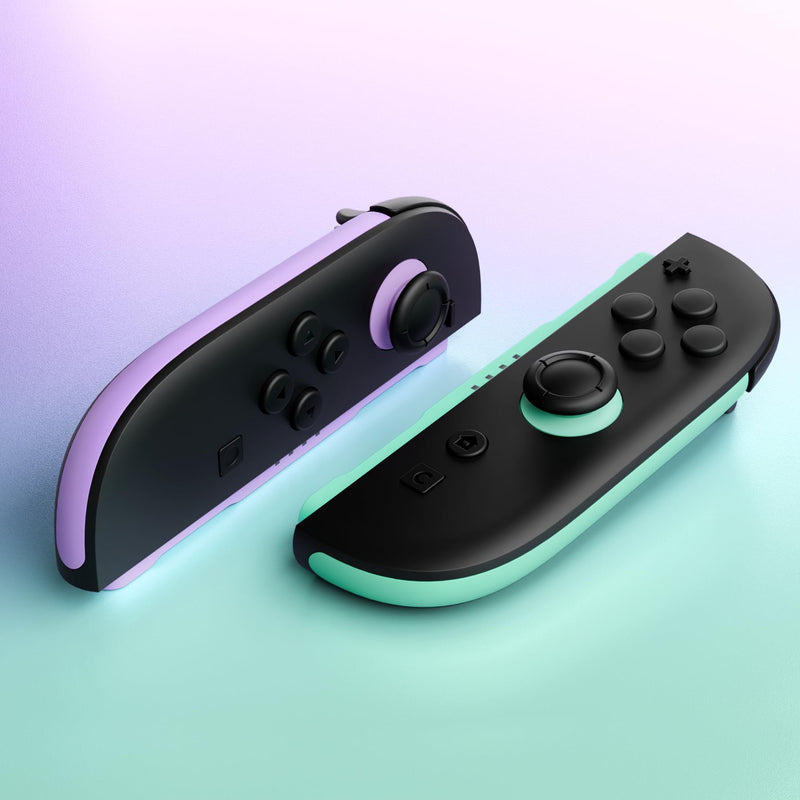 eXtremeRate Replacement Decorative Strips for Joycon 2, Custom DIY Decoration Strip Side Housing Trim Shell with Prying Stick for Nintendo Switch 2 Controller - Purple & Green