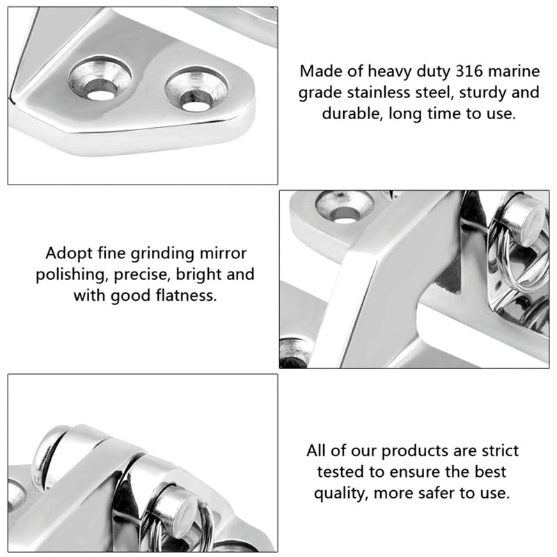 Long Reach Stainless Hatch Hinge, Heavy Duty Marine Grade Stainless Steel 316 Hinge with Removable Pin Ship RV Accessories Yacht Hardware Marine Hatch Hinge 1PC