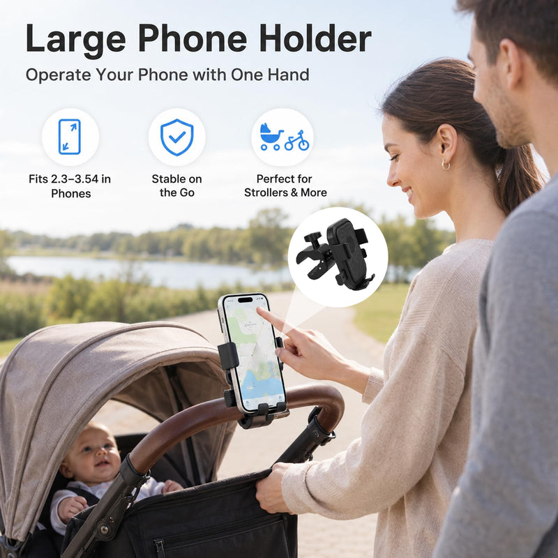 Stroller Phone Holder,Shopping,360° Rotation Phone Holder for Stroller,Stroller Phone Mount,Phone Holder for Golf Push Cart,Golf Push Cart Phone Holder for Smartphones