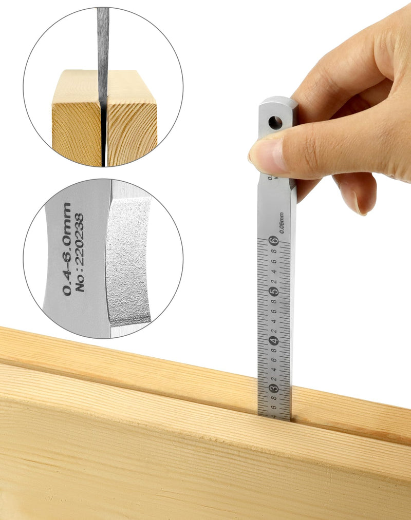 QWORK Taper Gauge Gap Gage Welding Wedge Feeler Gauge Gap Feeler Wedge Gauge Gap Hole Measure Tool 0.4-6mm - Carbon Steel with Chrome Plating