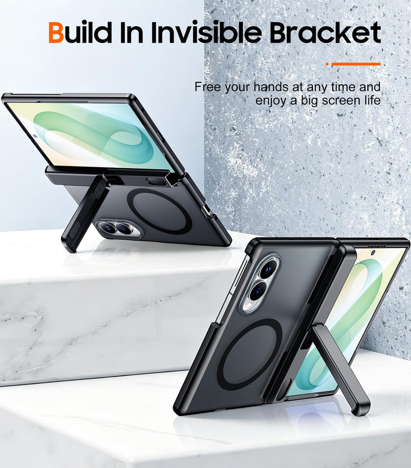 SPIDERCASE Magnetic for Samsung Galaxy Z Fold 8 Case - Black | Built-in [Screen Protector] [Hinge Protection] [Kickstand] Full Body Protective Phone Case for Galaxy Z Fold 8