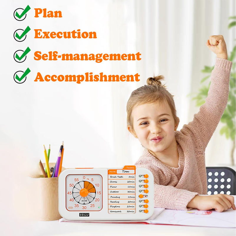 Task Timer, ADHD Timer for Kids, Students and Adults. with to-do List Card, Planning for Daily Chore, Schedules, School Classroom, Homework. Silent and Efficient Time Management Tool.