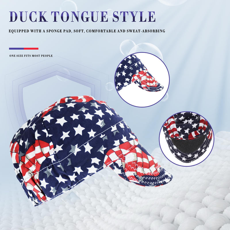 Welding Cap 100% Cotton Welding Caps for Men 3 Pcs Mesh Inside Sweat Absorption Flame Resistant Protective Welders Cap with Elastic Welding Helmet
