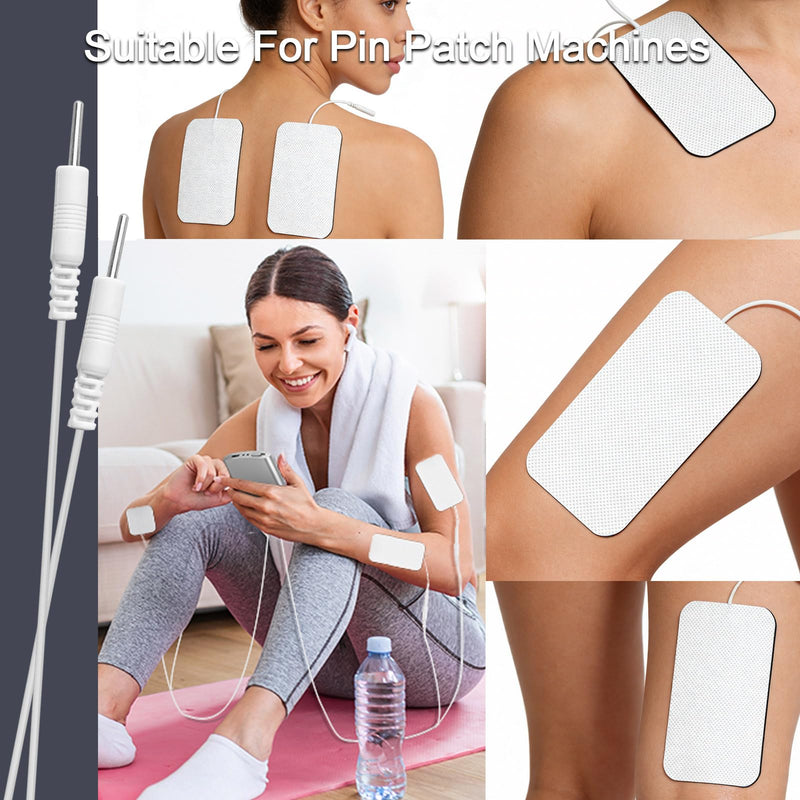 TENS Unit Electrode Pads 20 Pcs, 2" x 4" 2.0mm Pin Replacement Pads Compatible with Auvon, TENS 7000,Self-Adhesive Electrodes for Muscle Stimulator Pain Relief
