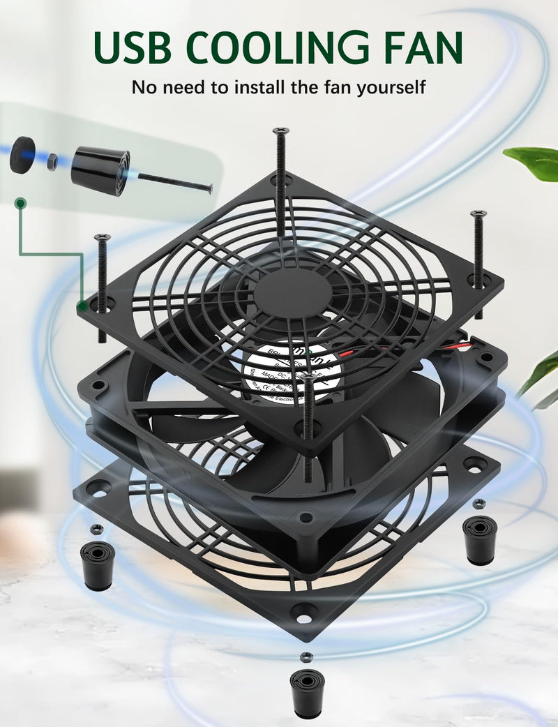 USB 120mm Computer Cooling Fan 5v 3 Speed Controller Quiet Cooling for Router Xbox PlayStation Receiver DVR T-Mobile 5G Home Internet Gateway Modem Mini PC 120mm USB 5v