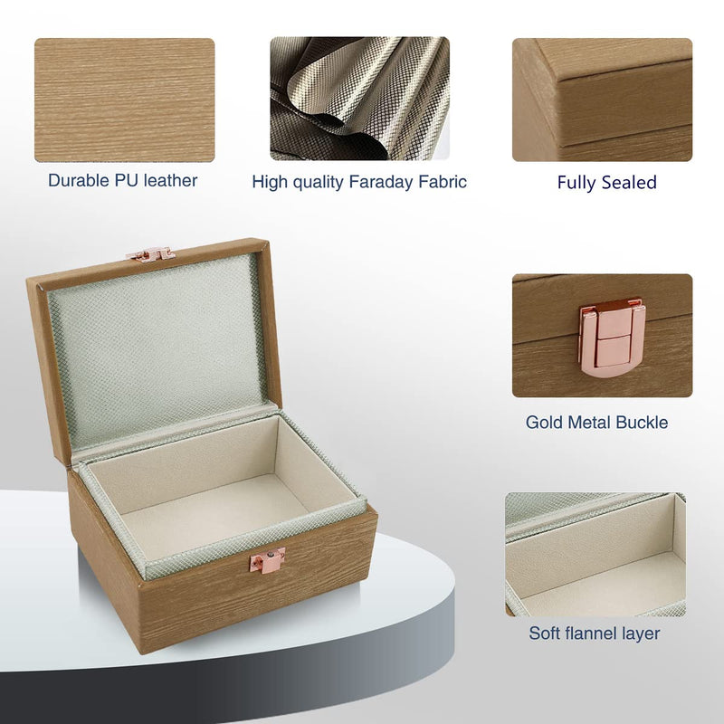 JXE JXO Faraday Box, Faraday Key Fob Protector, Faraday Cage, RFID Key Fob Protector, Key Fob Signal Blocker Box, Faraday Box for Key Fob(Mini Imitation Wood) Mini Imitation Wood