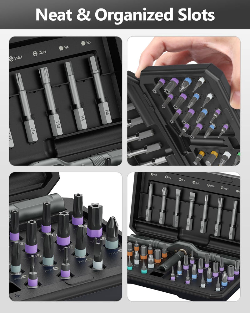 ORIA 42 in 1 Screwdriver Set, Magnetic Ratchet Screwdriver Kit with Ratchet Handle, 40 Precision Bits, DIY Repair Tool Kit for Electronics, Bike, Furniture, Computer, Phone Black