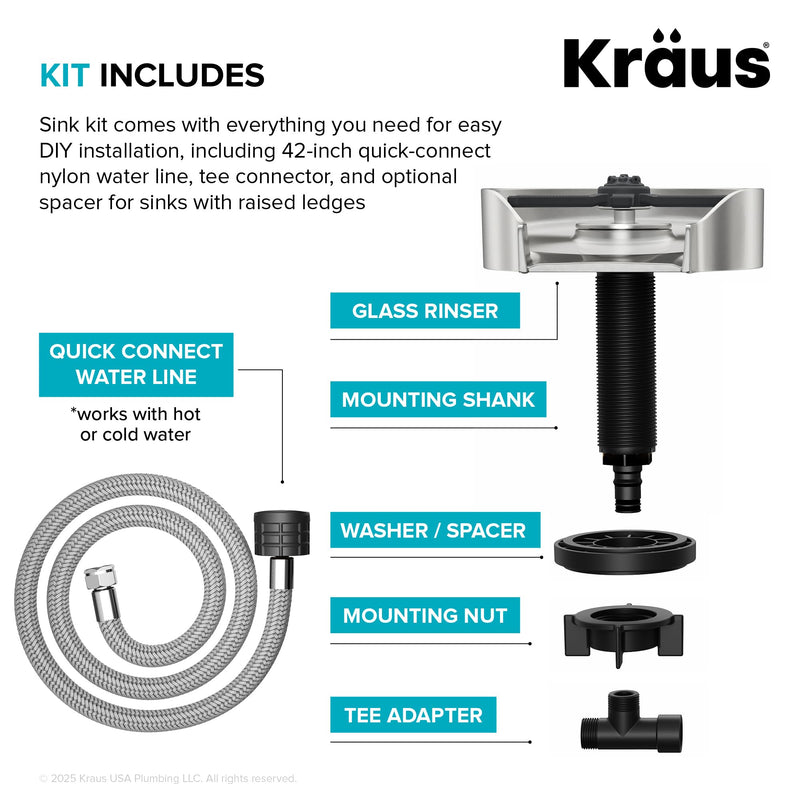 KRAUS CleanMate Glass Rinser for Kitchen Sink in Spot-Free Stainless Steel Color Finish, KGR-500SFS Spot Free Stainless Steel