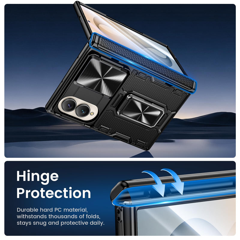 VEGO for Galaxy Z Fold 8 Case with Belt Clip Holster and Screen Protector | Ring Kickstand & Camera Cover & Hinge Protection Shockproof Armor Protective Cover for Samsung Galaxy ZFold 8 Wide- Black A-Black