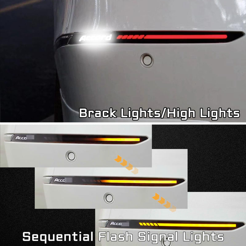 PGTOPONE Smoked Lens Rear Fog Light Bumper Reflector Brake Tail Sequential Flash Singal Lights Lamp For 2018-2020 Honda Accord 10th (Smoked Lens)