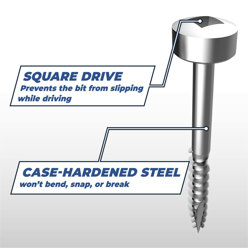 Kreg Zinc Pocket-Hole Screws - SPS-C1-500 - 1-Inch - Coarse Thread - Pan Head - Indoor - 500 Count