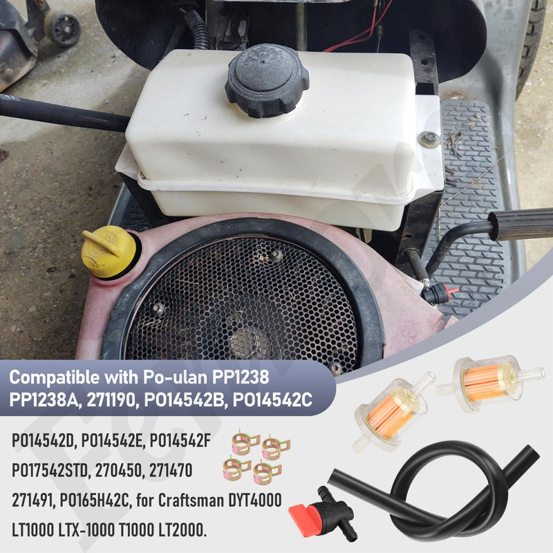 532184900 184900 Fuel Tank & Fuel Cap for Poulan Craftsman Husqvarna Roper, Sears Weed Eater Fits DYT4000 PP1238 T1000 LT2000 Lawn Mower Replaces 109202X, 532109202, 105738X