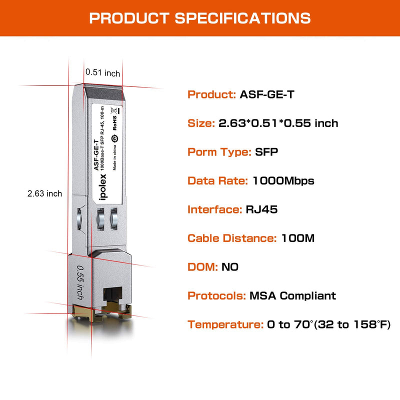 ipolex Gigabit SFP to RJ45 Copper SFP & 10G SFP+ Twinax Cable, 1m