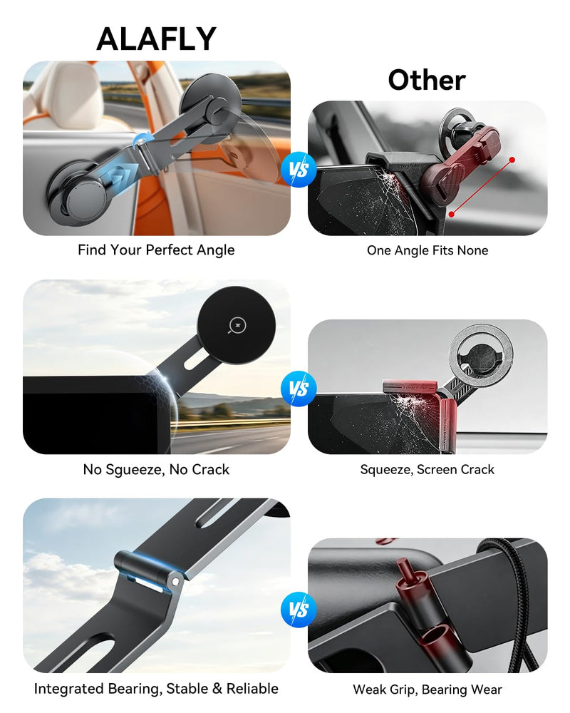 15W Wireless Charger Phone Mount for Tesla, Foldable & Extendable Metal Car Holder with Strong N55 Magnet, 360° Adjustable Stand for Tesla Model 3/Y/S/X/Cybertruck, Only Design for MagSafe