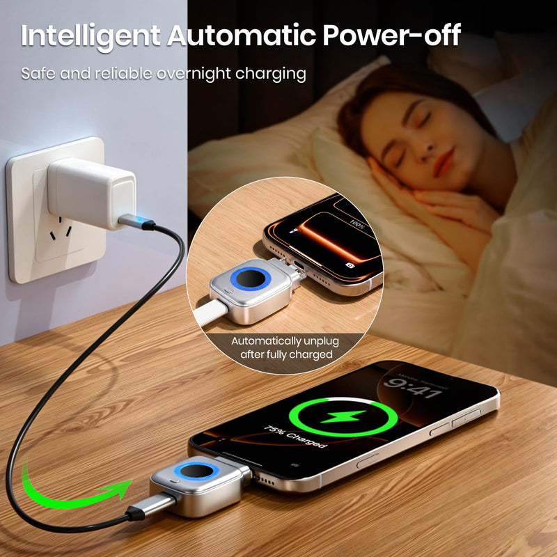 140W Smart Auto Stop Charging Adapter with AI Full-Charge Disconnect | Type C Auto Cut-Off Charger Protector Smart Charger, Prevent Battery Aging and Extend Equipment Lifespan for Phone Laptop