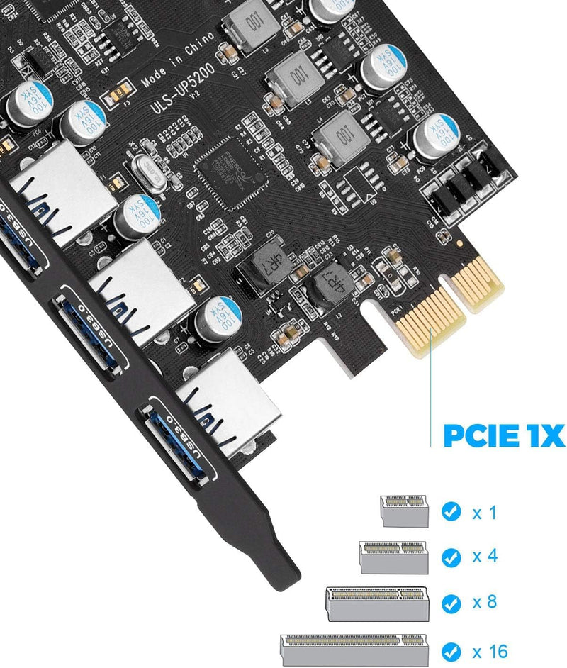 7-Port PCI-E to Type C (2), Type A (5) USB 3.0 Expansion Card with 2 Rear USB 3.0 Ports PCI Express Card Desktop for Windows Mac Pro