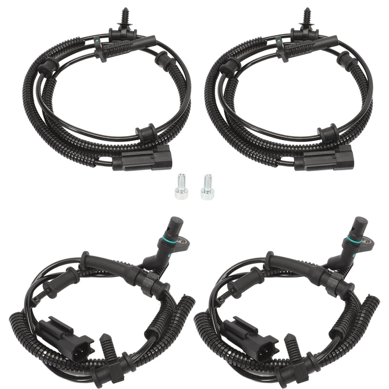 4 PCS Front & Rear ABS Wheel Speed Sensor Wiring Harness for Ram 1500 2013-2018, Ram 1500 Classic 2019 V6 3.0L 3.6L 3.7L, V8 4.7L 5.7L Engine 68053861AB 68053861AC 68053861AD 68231044AB