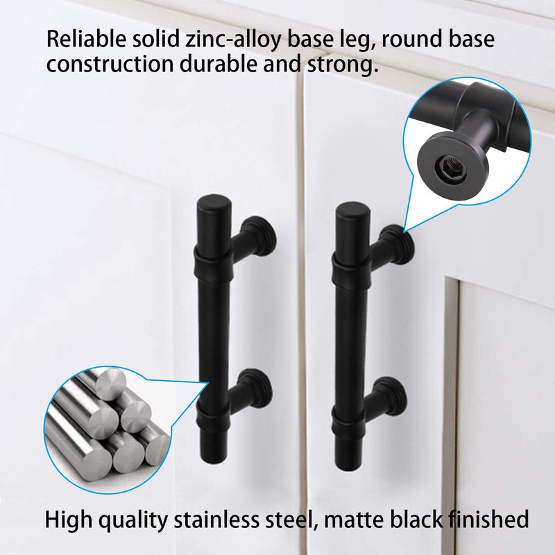 Goldenwarm Black Cabinet Pulls 10 Pack Kitchen Cabinet Handles - LST18BK160 Matte Black Drawer Pulls Modern Hardware Handles for Dresser Drawers 6.25 in Hole Center (160mm)
