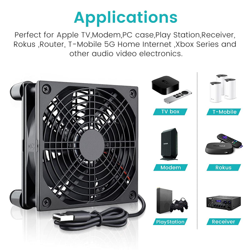 Wathai Cooling Case Fan for Receiver DVR Xbox TV Box Router 120mm x 25mm 5V USB Power 120mm USB fan
