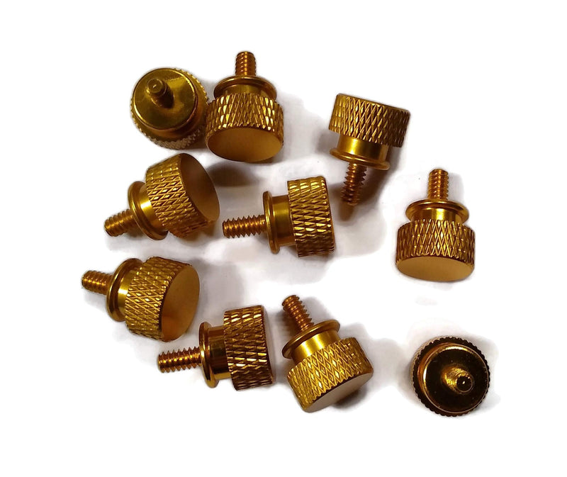 10x Anodized Aluminum Computer Case Thumbscrews 6-32 Thread Computer Cover Power Supply PCI Slots Hard Drives DIY Gold