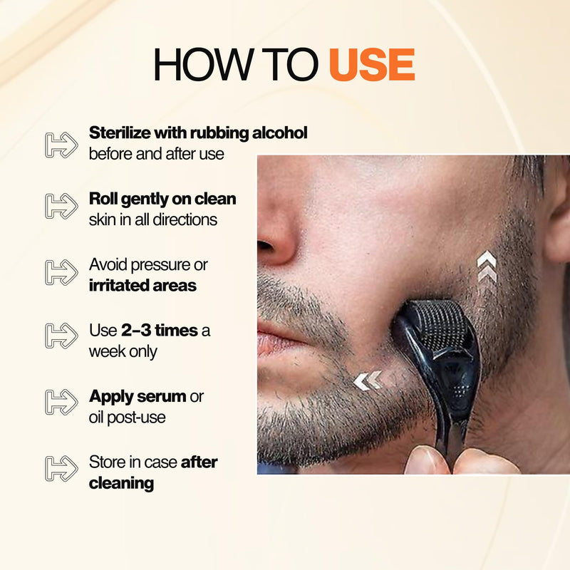 Nourish Mantra Derma Roller 0.5mm with Travel Case | 540 Stainless Steel Micro-Needles | Derma Roller for Scalp & Beard Growth | Easy & Safe to Use | For Women & Men
