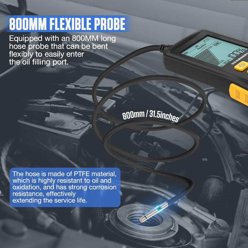 Engine Oil Tester Gasoline & Diesel Engine Oil Quality Tester Analyzer Detector High-precision Car Engine Oil Diagnostic Tool with 800MM Flexible Probe,Identifier&Sound Prompt, 2.8in Backlight Display