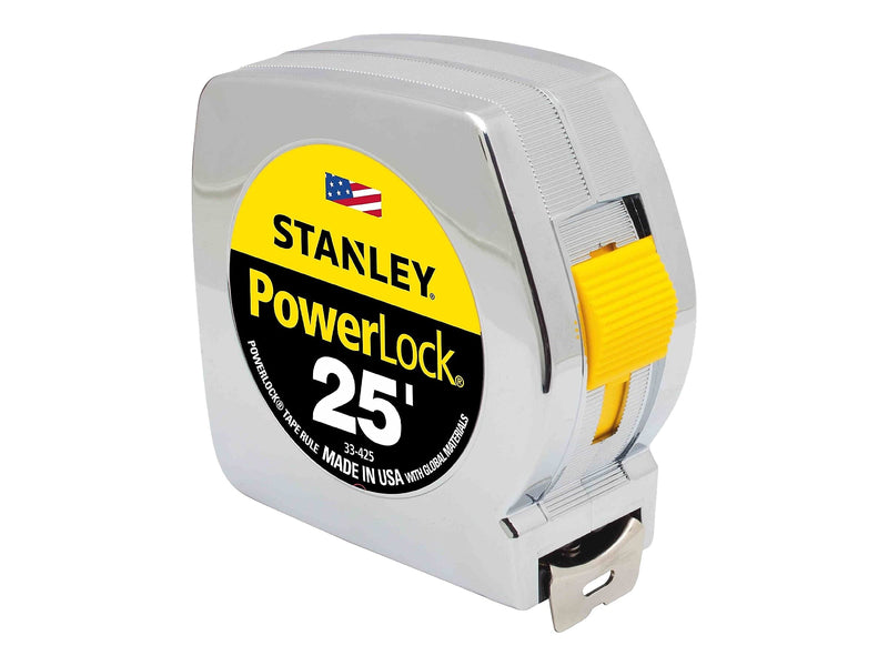 Stanley 33425 Powerlock II Power Return Rule, 1-Inch x 25ft, Chrome ABS/Yellow