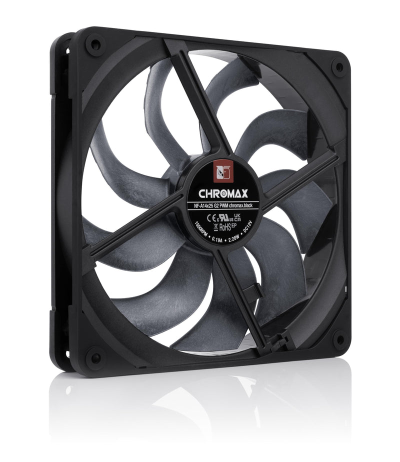 Noctua NF-A14x25 G2 PWM chromax.Black, Premium-Quality Quiet 140mm PC Fan (Black)