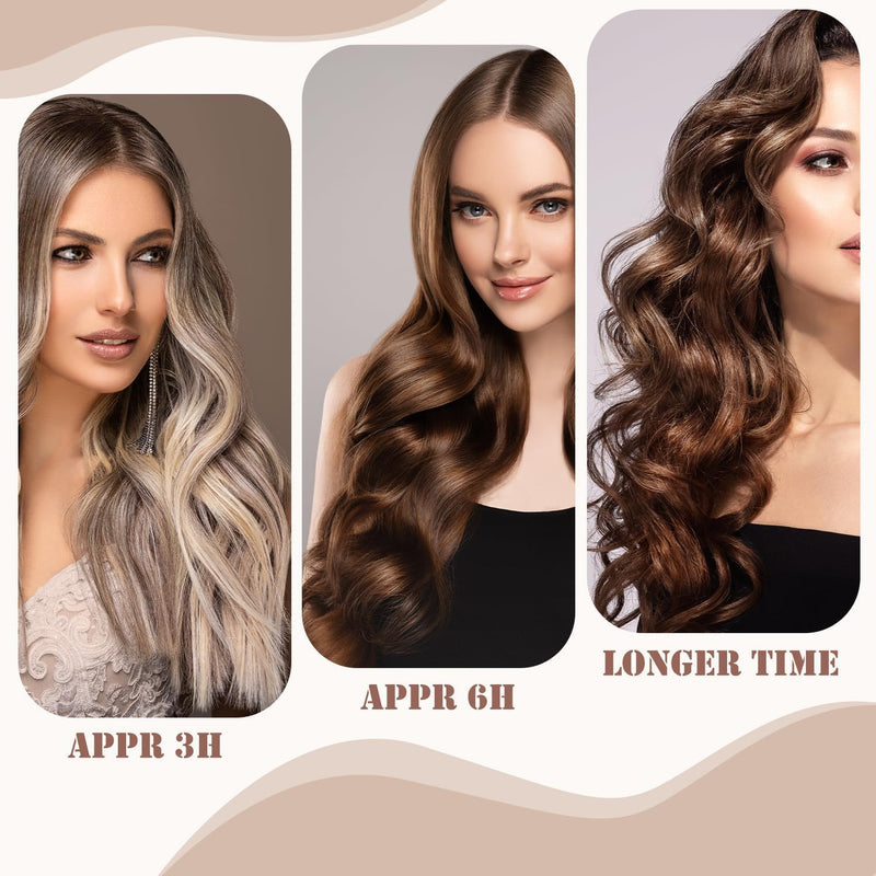 3PCS Heatless Curlers, No Heat Overnight Curls for Long Hair 3PCS Brown