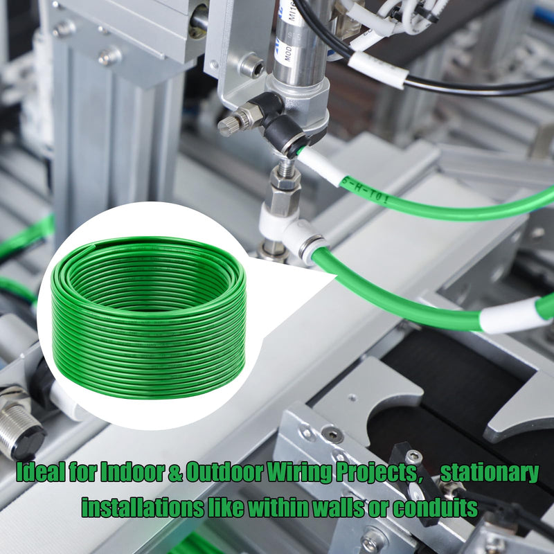 10 AWG THHN Stranded Bare Copper Wire 50FT Green Grounding Wire, Electrical Wire, 600V Rated Building Wire, Ideal for Panel Wiring, Grounding, Lighting Circuits, Control Systems 10AWG 50FT