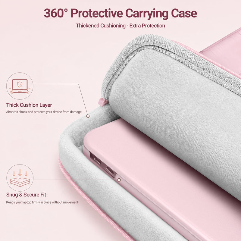 MOSISO 360 Protective Laptop Case 13 inch, Laptop Sleeve Bag | Compatible with MacBook Neo 2026/Air M5 M4 M3 M2 M1/Pro 13 M2 M1, Side Open Sixteen Grid Carrying Case with Handle, Blush