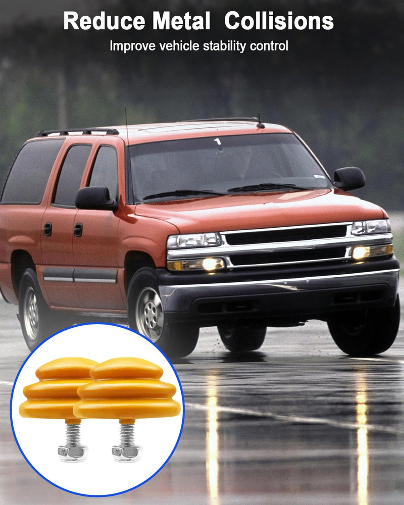Bump Stop Kit Fit for Belltech 4922 Chevrolet GMC K1500 Suburban 1992-1999, 1.25" x 2.5" Bumper Absorber with Threaded Stud, Polyurethane Jounce Bumper 2 Pack 1.25" x 2.5"
