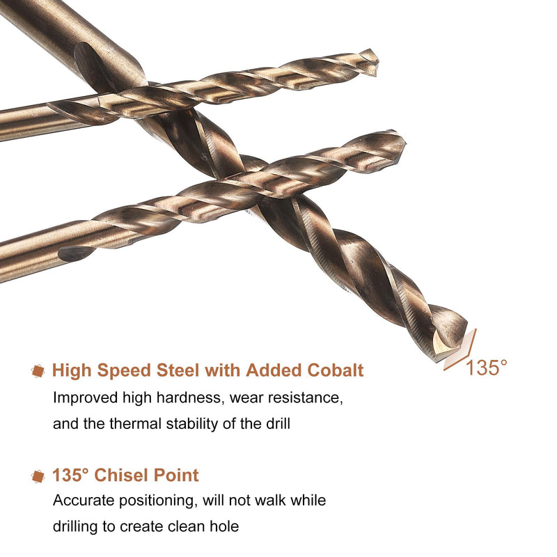 HARFINGTON 10pcs M35 Cobalt Twist Drill Bit 8.5mm(21/64") Dia High-Speed Steel Metric Drill Bit with Titanium Coating for Drilling Hard Metals, Stainless Steel, Alloy Steel, Cast Iron 10