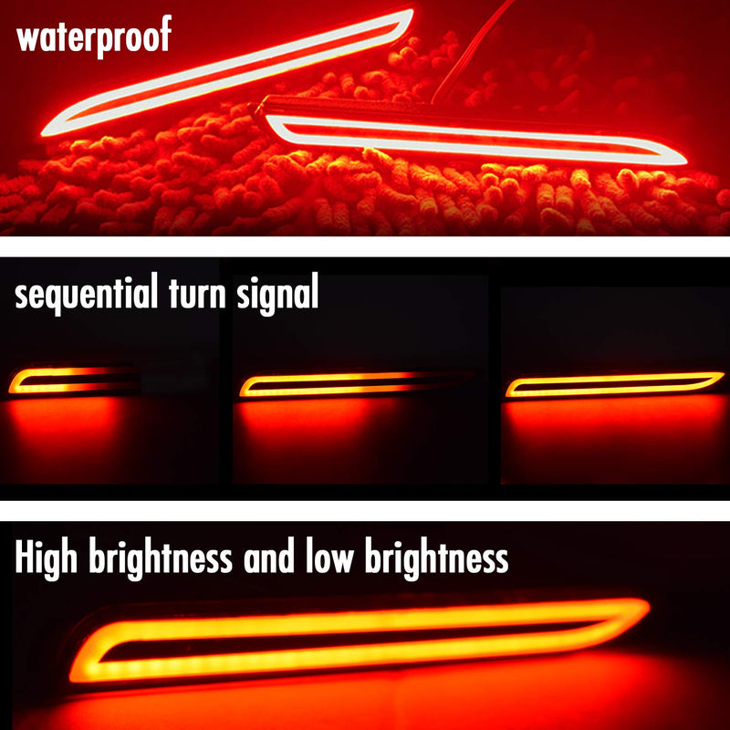 PGONE Red LED Rear Bumper Reflectors Fog Brake Tail Light sequential turn signal Lamps Accessories Kit For Toyota Rav4 Camry Sienna Matrix Venza Avalon Lexus RC250 RC350 IS-F GX470 RX300 Rx500