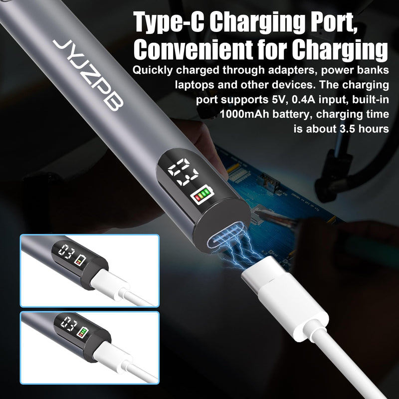 New Upgraded Cordless Rechargeable Soldering Iron Kit with Digital LCD | 4-Temp Ceramic Heating Soldering Pen Battery for Electronic Repair, Jewelry Welding, DIY - 510 Thread Universal Connector
