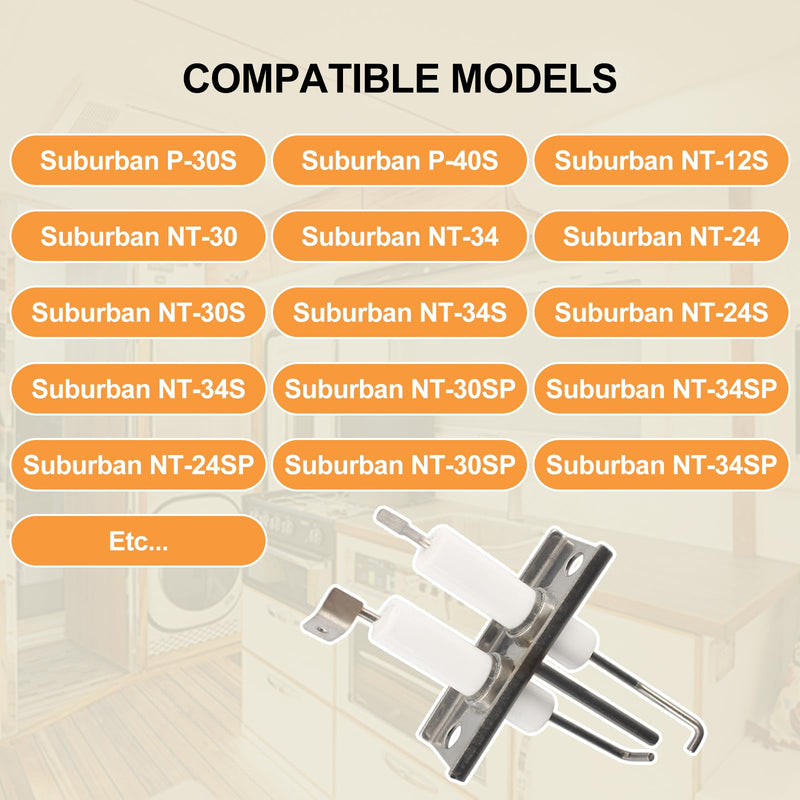 525019 230956 Igniter RV Furnace Electrode Assembly for Suburban Ignitor Furnace Parts for RV Furnace NT-24, NT-12S, NT-24S, NT-30, NT-30S, NT-34, NT-34S