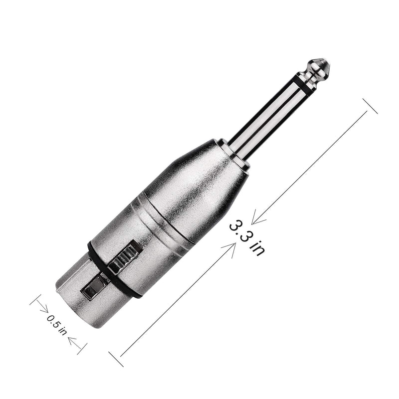 tisino XLR Female to 1/4" TS Mono Adapter, Unbalanced Female XLR to Quarter Inch 6.35mm Male Adapters - 2 Pack XLRF to 1/4" TS