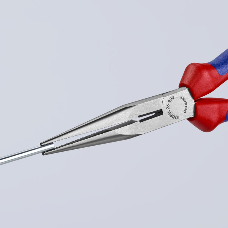 KNIPEX Tools - Long Nose Pliers With Cutter, Multi-Component (2612200), Multi-Colour, 8 inches Comfort Grip