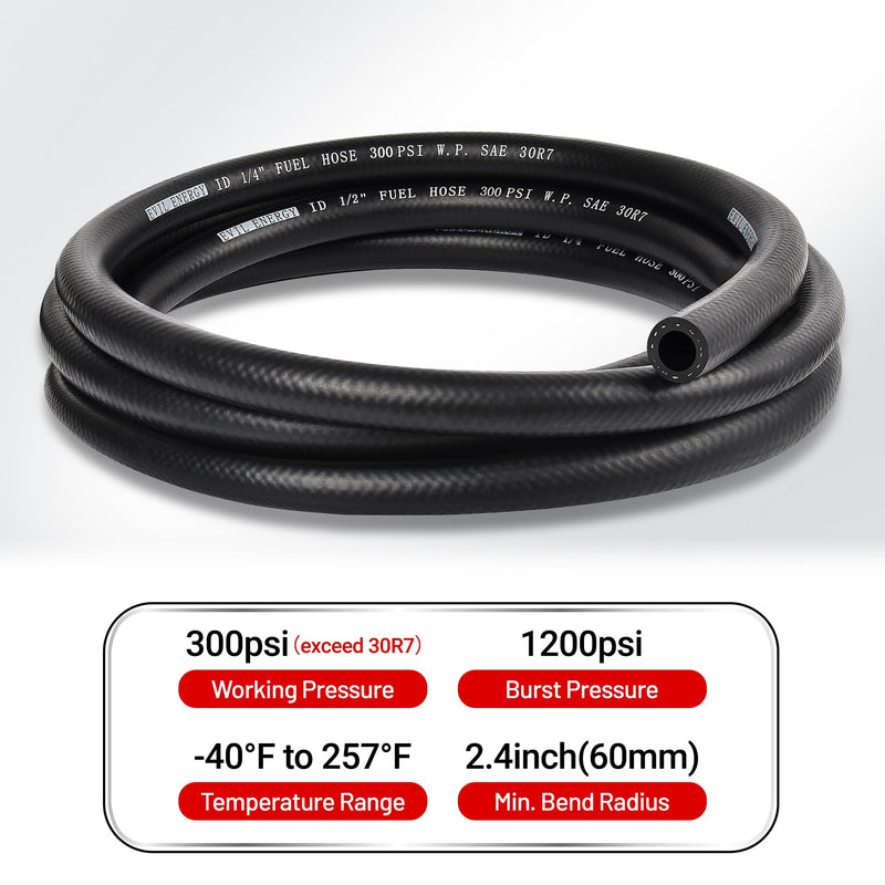 EVIL ENERGY 1/4 Fuel Hose Line Push Lock NBR Rubber SAE 30R7 5FT 300PSI 1/4Inch