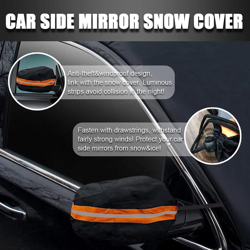 [Upgrade] Windshield Snow Cover, Extra Large & 3-Layer Thick Fits Any Car Truck SUV Van, Straps & Magnets Double Fixed Design Windproof Outdoor Car Window Snow Covers, Keeps Ice & Snow Off