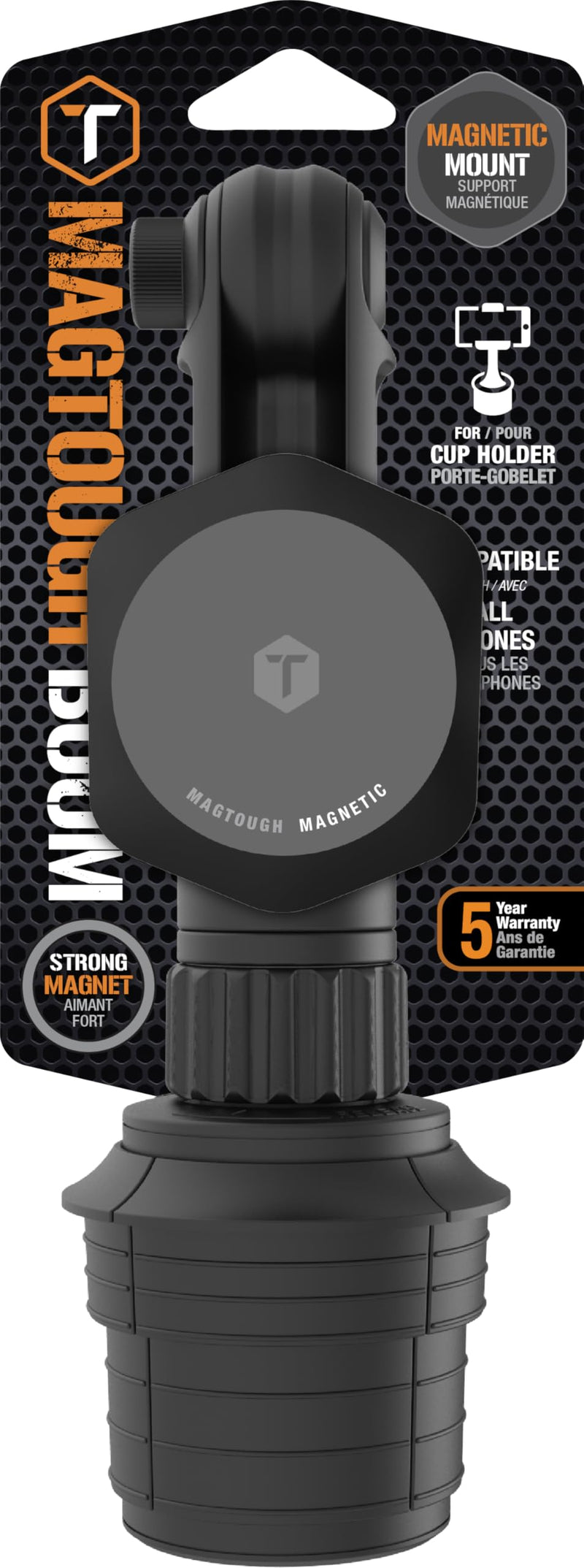 MagTough Magnetic Boom Phone Mount – Adjustable 13.3” Extension Arm, Expandable Cupholder Base | Universal Compatibility with iPhone & Android | Secure Hold on Rough Roads