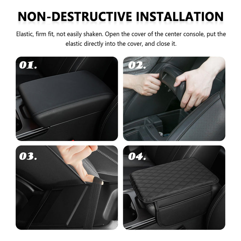 Upgraded Car Center Console Cover,Microfiber Leather Car Armrest Cover Cushion with 2 Storage Bags,Universal Car Armrest Storage Box Car Interior Accessories for Most Cars (Pink) Pink