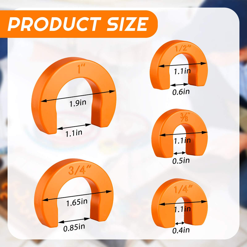 Hotop 5-piece Disconnect Clip Tool Set - Push-fit Fitting Removal Tools for Easy Disconnection, Includes 5 Sizes 1/4, 3/8, 1/2, 3/4, and 1 Inch(Orange) Orange