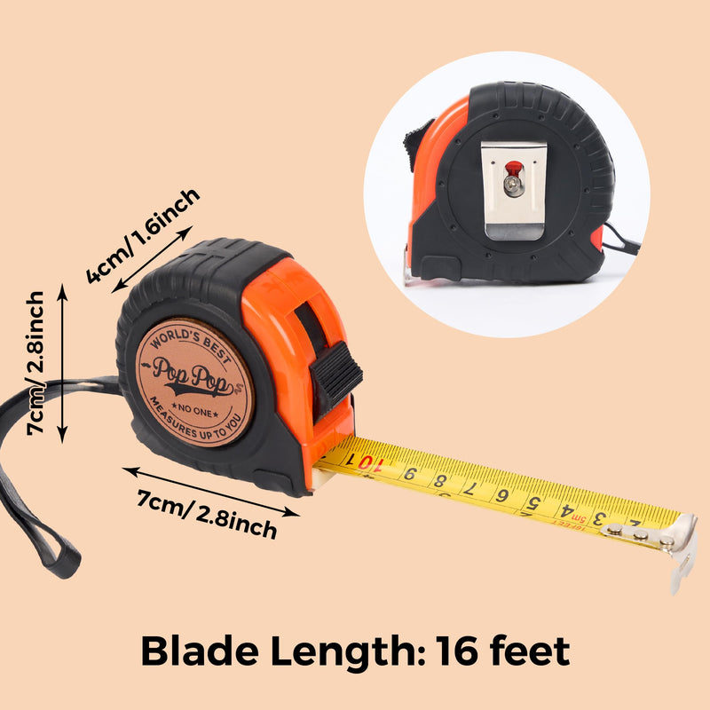 Pop Pop Gifts, Gift for Pop Pop from Kids, Measuring Tape 16ft for Men, Ideal for Birthday, Fathers Day, Christmas, Retractable Digital Carpenter Tool