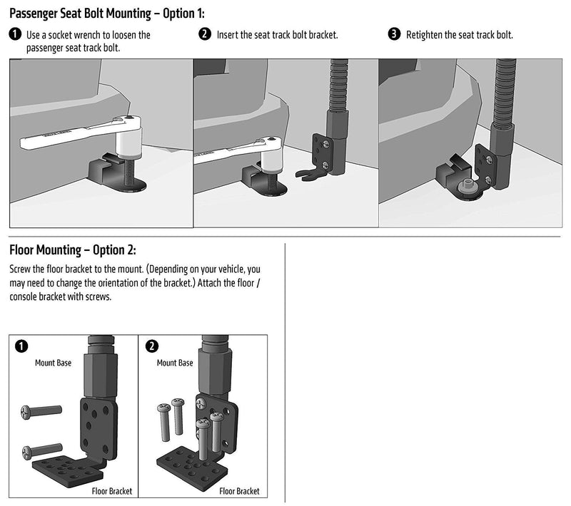 ELD Heavy Duty Limo Truck Semi Fleet Floor Seat Bolt/Drill Mount Compatible with Garmin 22mm Cradle for dezl OTR1000 OTR1010 OTR800 OTR810 RV 1090 1095 890 895 DriveSmart 86 8""-10"" Truck GPS, Black