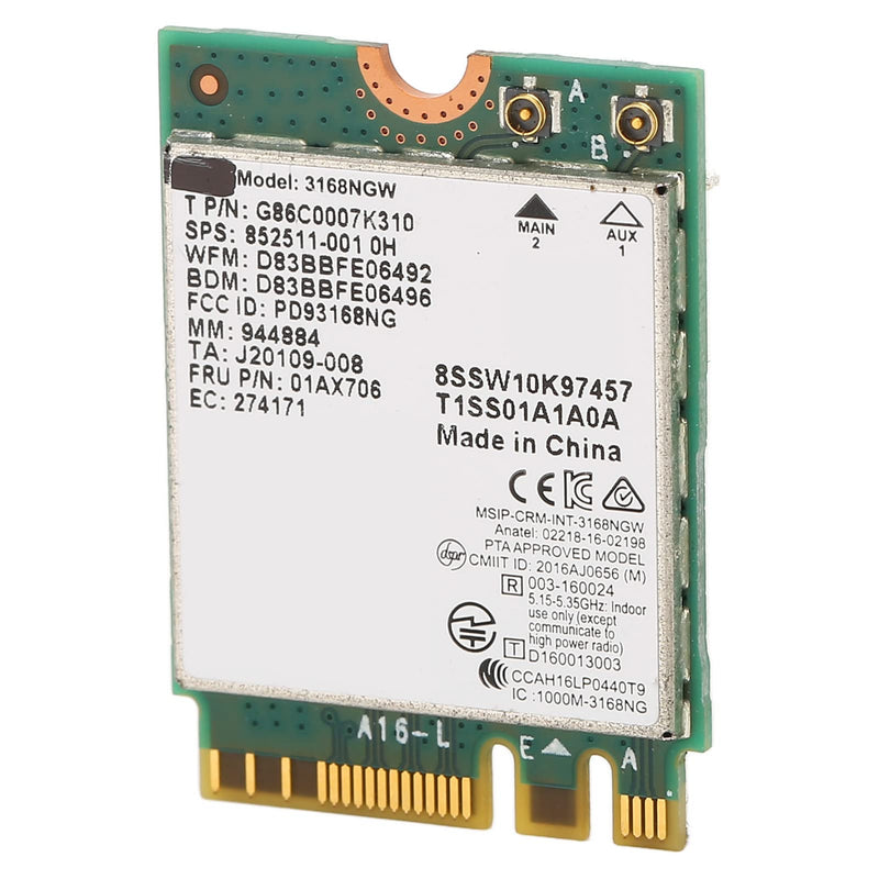 WiFi Module Dual Frequency Network Card 3168ngw Wireless Module Wireless Module 3168ngw Ac Ngff M.2 2.4g 5g Dual Frequency 600mbps Bt 4.2 WiFi Network Card