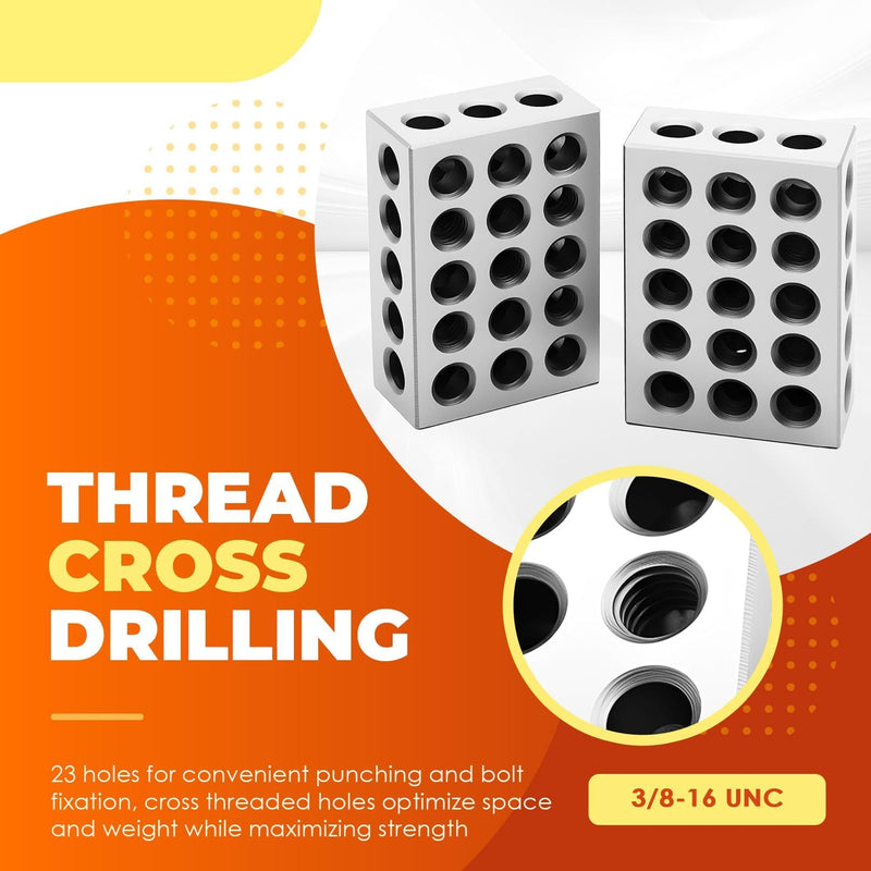 123 Blocks 23 Holes 1 2 3 Block Within .0002" Tolerances 3-2-1 Blocks Set Used for Calibrating Equipment